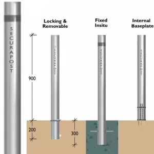 Securapost Slimline Stainless Steel 200NB Fixed Bollards