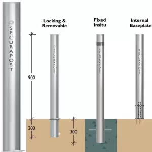 Securapost Slimline Stainless Steel 150NB Removable Bollards