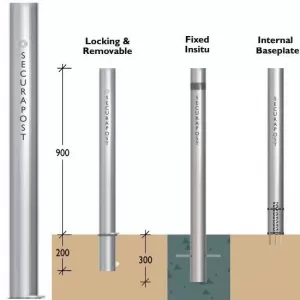Securapost Slimline Stainless Steel 80NB Removable Bollards