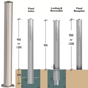 Securapost Stainless Steel 100NB Baseplate Bollards