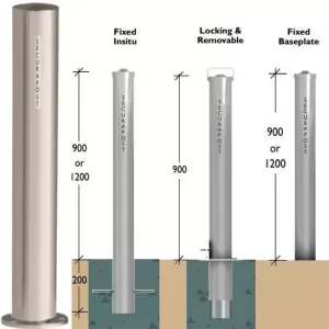 Securapost Stainless Steel 200NB Baseplate Bollards