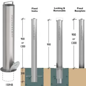 Securapost Stainless Steel 150NB Padlock Removable Bollards